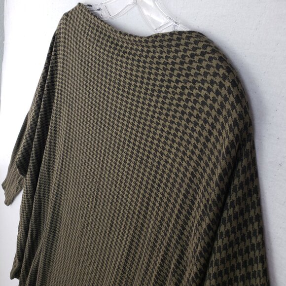 Bryn Walker Tunic Top Boxy Houndstooth Print Moss Green Oversized Lagenlook sz S - Picture 10 of 10